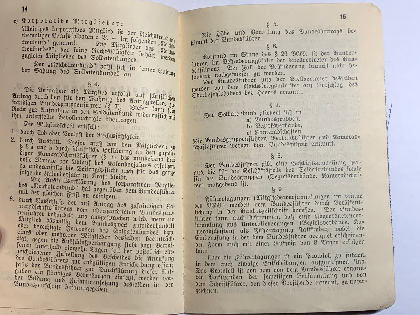 Mitgliedspaß Soldatenbund e.V., München 1936, militärische antiquitäten
