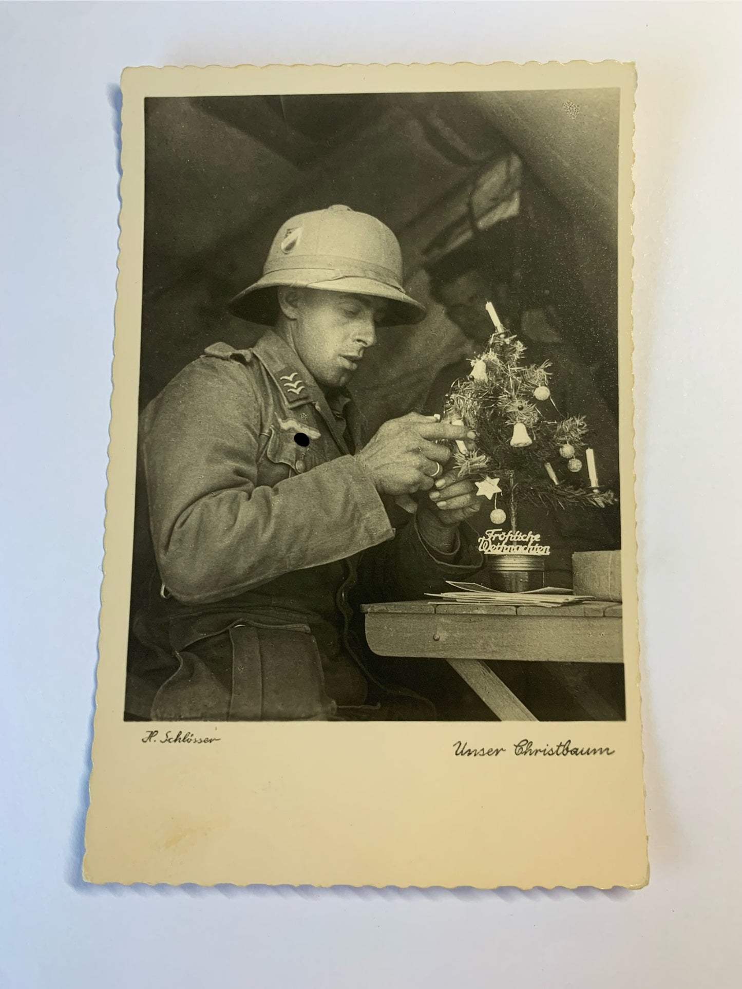 Afrikakorps Sanitätsobergefreiter Luftwaffe, ,,Unser Christbaum“, AK H.Schlösser, militärische antiquitäten