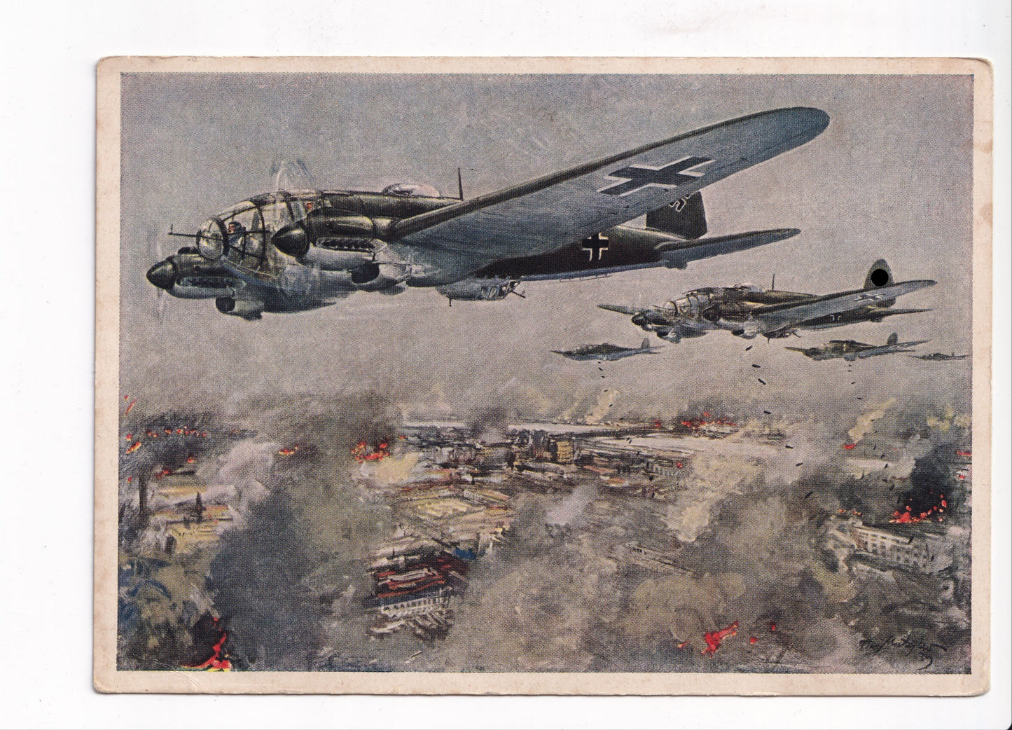 AK Heinkel-Kampfflugzeug He 111 über Warschau, 1939