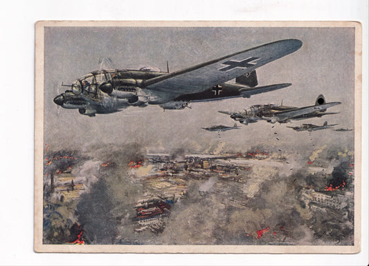 AK Heinkel-Kampfflugzeug He 111 über Warschau, 1939